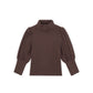Toddler Baby Girl Basic Solid Color Turtleneck T Shirt Ribbed Knit Top Puff Long Sleeve Soft Cotton Clothes(Brown,12-18Months)