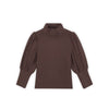 Toddler Baby Girl Basic Solid Color Turtleneck T Shirt Ribbed Knit Top Puff Long Sleeve Soft Cotton Clothes(Brown,12-18Months)