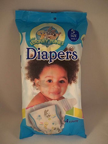 Baby Looney Tunes Size 5 Diapers (4 Count) Bugs Bunny Tweety Bird Licensed
