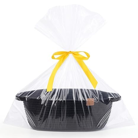 SweetMemo Gift Basket Empty with Handles, 12x8x5 inch - Small Cute Woven Rope Basket for Baby Nursery, Kids Toys - With Gift Bag
