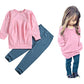 Cm C&M Wodro Toddler Girls Clothes Winter Warm Long Sleeve Tops+Long Pants Set (Pink, 5-6 Years(130))