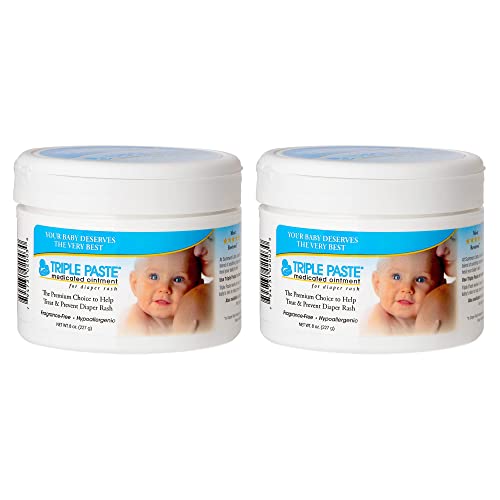 Triple Paste Medicated Ointment For Diaper Rash, Fragrance Free, Hypoallergenic,8 Oz