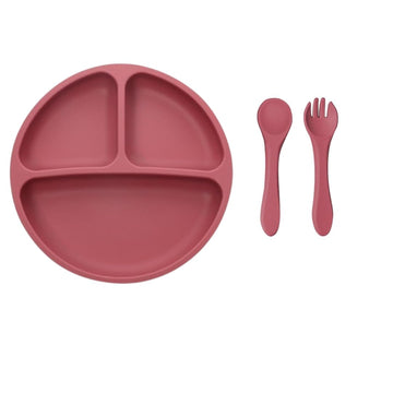 Sakoraware Silicon Bowl Plate Combo with Spoon and Fork for Babies Kids |Lightweight Sunction Base Easy to Hold Gentle on Gums f