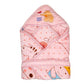 Mee Mee 100% Soft Cotton Hooded Baby Wrapper Cum Warmer, Blanket with Hood for New Born Baby 0 to 6 Months (Pink Printed)