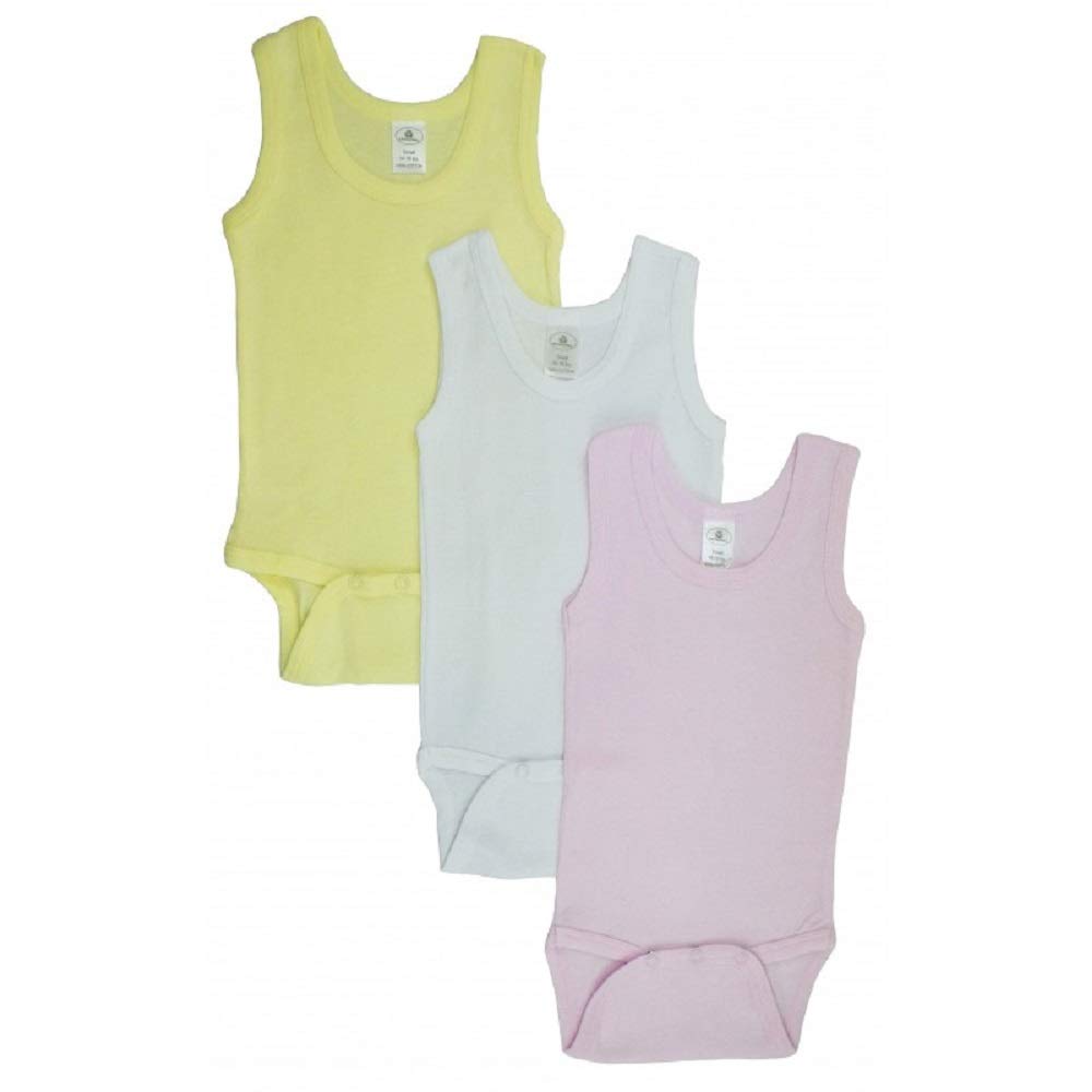 Bambini Three Pack  100% Cotton Rib Knit Tank Top Onezie (Medium, Girls 108M)