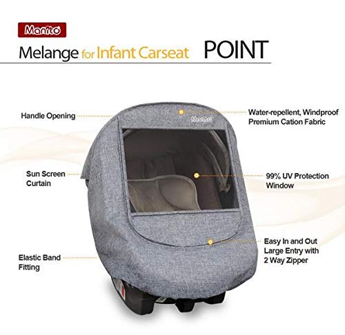 Manito Melange Infant Car Seat Weather Shield (Black Grey)
