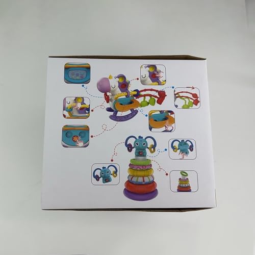 4 in 1 Baby Toy for 6 12 18 Month, Learning Toys for Babies 6-12 Months, Baby Busy Cube Toys, Stacking Toys, Unicorn Pull String
