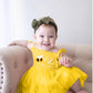 Titkkop Baby Girl 1St Birthday Clothes One Year Old Tulle Romper Sleeveless Bodysuit Cake Smash Outfits(Yellow,12-18M)