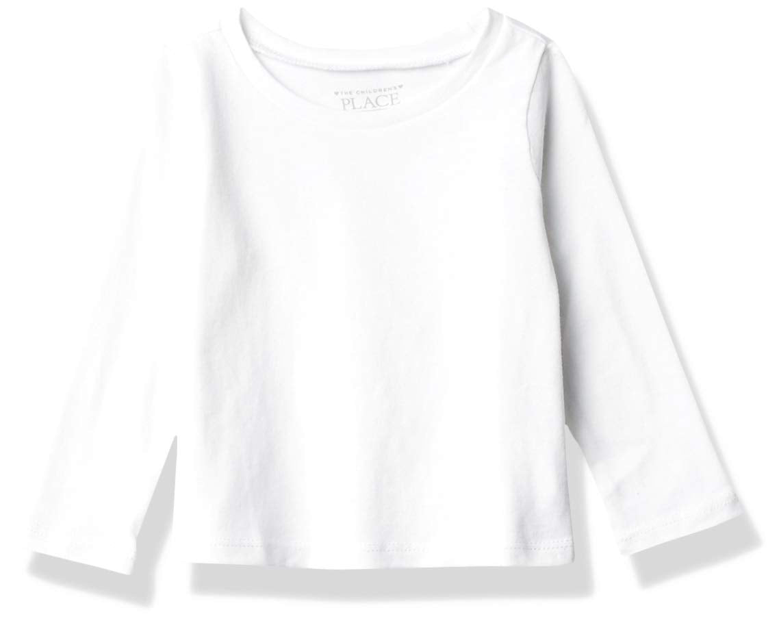 The Children'S Place Baby Girls And Toddler Long Sleeve Basic Layering T-Shirt T Shirt, White 2 Pack, 4T Us
