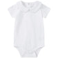 Pureborn Baby Girls Bodysuit Cotton Peter-Pan Collar Short Sleeve One-Piece White 12-18 Months
