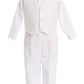 White Boys Embroidered Jacquard Christening Baptism Or Wedding Vest Set - Size S (3-6 Month)