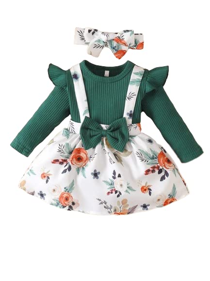 Niren Enterprise Baby Girl Dresses, Modal Fabric Frocks with Floral Print & Ruffle Sleeve Top for Birthday and Special Occassion