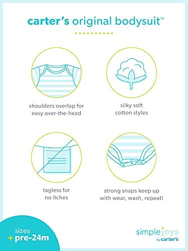 Simple Joys By Carter'S Baby Girls' 6-Pack Short-Sleeve Bodysuit, Multicolor/Solid Colors, Newborn