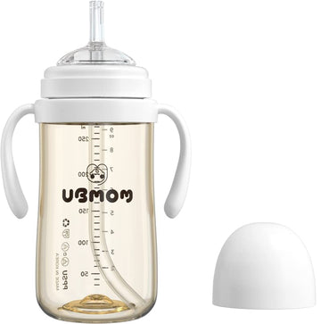 Ubmom No-Spill, Backflow Prevention Sippy Cup With Straw, Ppsu Learner Cup With Handle For Baby And Toddlers, Bpa Free, 9.47Oz (