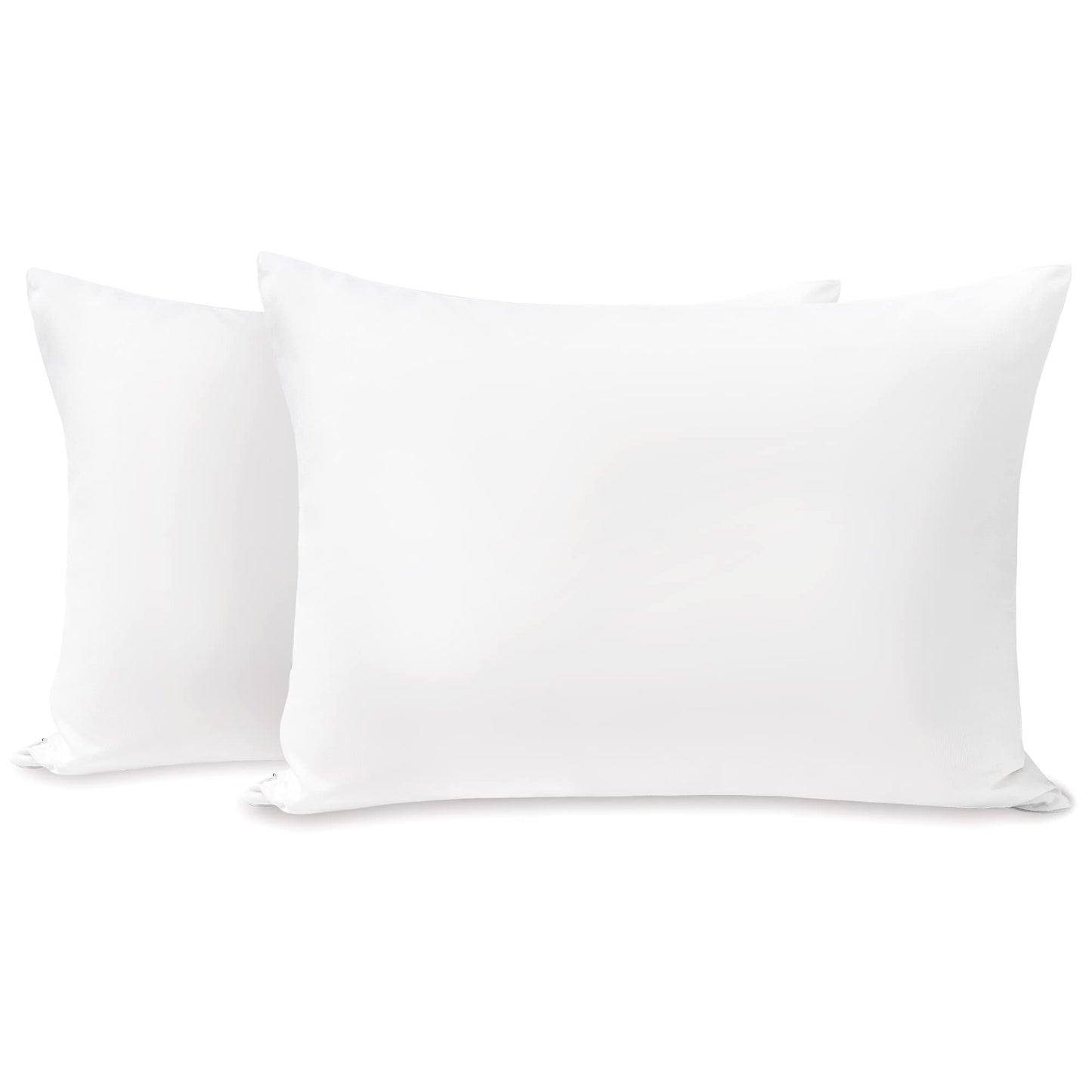 Tillyou Toddler Pillowcase 2 Pack With Zipper,Silky Soft Microfiber 13' X 18' Kids Travel Pillow Cases,White