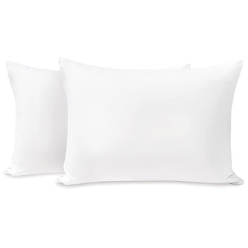 Tillyou Toddler Pillowcase 2 Pack With Zipper,Silky Soft Microfiber 13' X 18' Kids Travel Pillow Cases,White