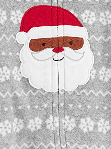 Simple Joys By Carter'S Baby Holiday Fleece Footed Sleep And Play, Pack Of 2, Grey Santa/Christmas Print, 6-9 Months