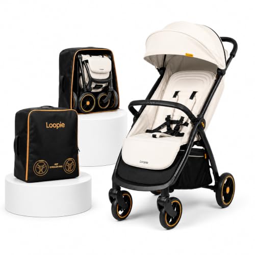 Loopie Hop Stroller with Travel Bag for 05 Years, Lightweight Fold, Ivory
