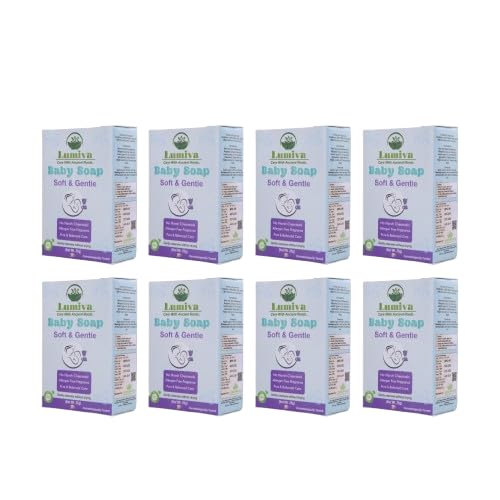 Lumiva Baby Soap With Aloe Vera, Shea Butter & Milk ProteinPack Of 8 | Gentle Cleansing Bar For Soft, Smooth Skin | TearFree, 