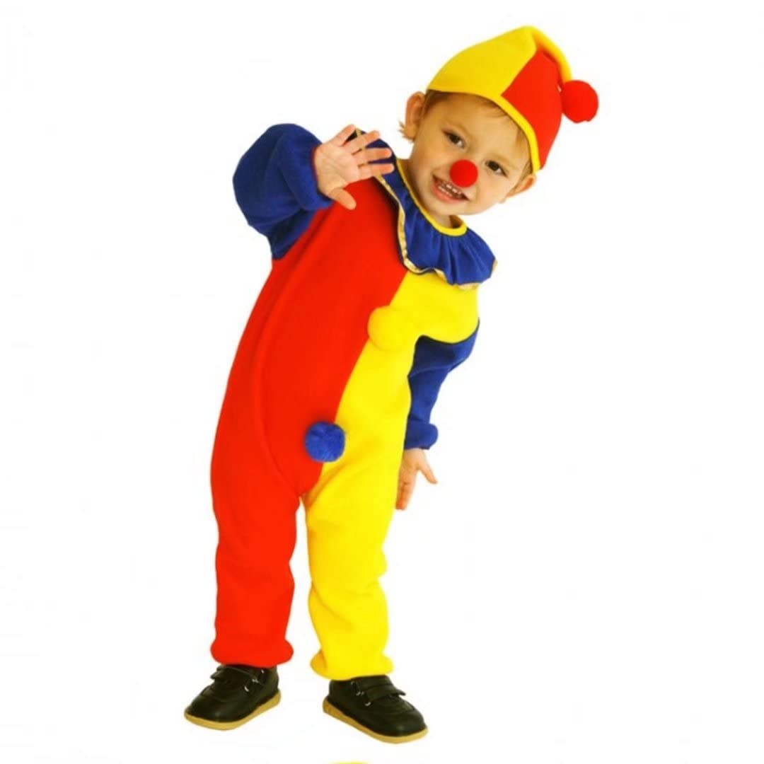 Qiaoniuniu Halloween Child'S Clown Costume Kids Baby Jumpsuits Toddlers Dress Up With Clown Nose And Clown Hhat 4-6 Years Old