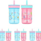 Contigo Kids Leighton Straw Tumbler with Spill-Proof Lid, 14oz., 2 Pack, Blue Raspberry & Azalea (Pack of 4)