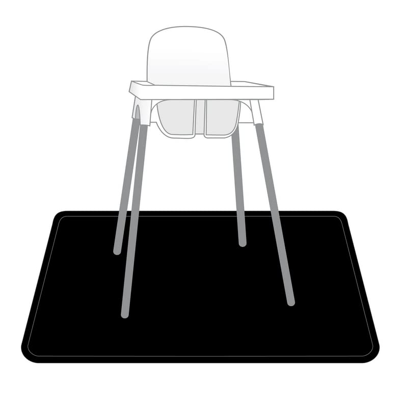 Bapronbaby Minimalist Black Splash Mat - Waterproof Catch-All For Under High Chairs, Floors, Tables, Playtime Or Arts & Crafts -