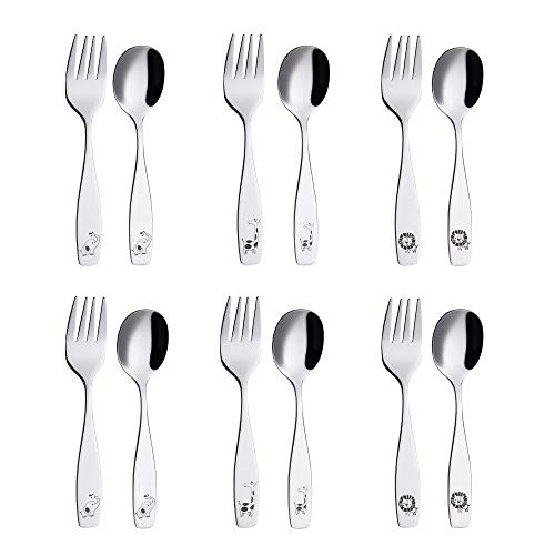Annova Kids Silverware 12 Pieces Children'S Safe Flatware Set Stainless Steel - 6 X Children Forks, 6 X Dinner Spoons, Toddler U
