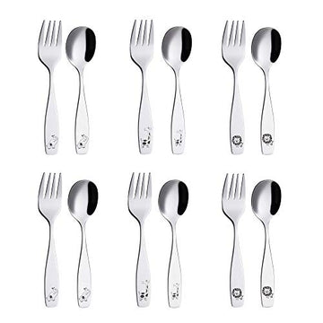 Annova Kids Silverware 12 Pieces Children'S Safe Flatware Set Stainless Steel - 6 X Children Forks, 6 X Dinner Spoons, Toddler U