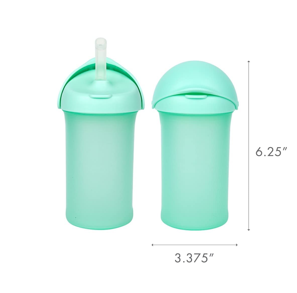 Boon Swig Insulated Silicone Straw Sippy Cup - Flip Top Spill Proof Toddler Straw Cups - Baby and Toddler Feeding Supplies - Bab