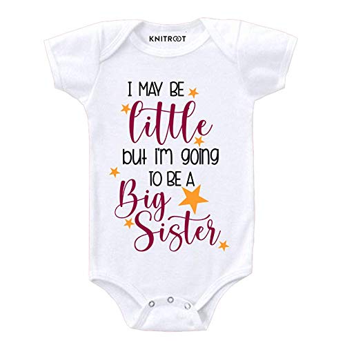 Knitroot Baby BoyS Bodysuit For 03 Months White Color Half Sleeve Infant Toddler Little To Be Big Sister