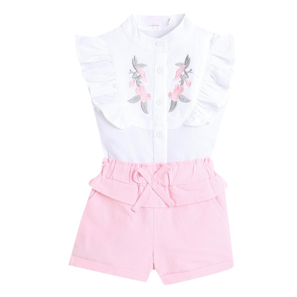 Hopscotch Girls Floral Print Blouse And Shorts Set In White Color For Ages 23 Years (Mtq3056729)
