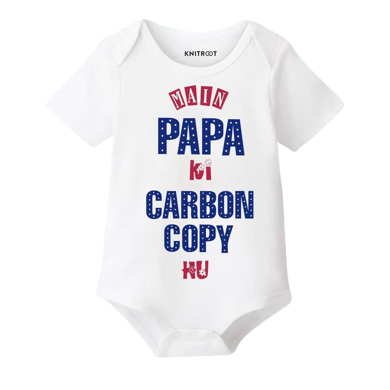 Knitroot Papa Family Special Onesies, Unisex Baby Kids Cotton Lycra Envelope Neck Half Sleeve White Romper, Bodysuit, Sleepsuit,