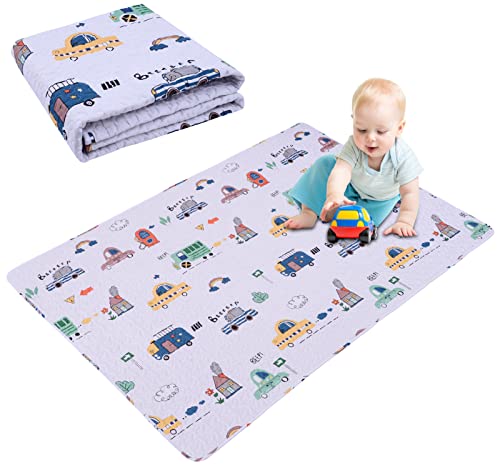 Miimer Washable Baby Play Mat Portable Playmat For Babies 63X43, Foldable Toddler Playpen Mat Non-Slip Baby Tummy Time Mat, Soft
