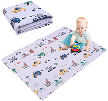 Miimer Washable Baby Play Mat Portable Playmat For Babies 63X43, Foldable Toddler Playpen Mat Non-Slip Baby Tummy Time Mat, Soft