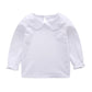 HDLEXD Baby Girls Long Sleeves Solid Color Doll Collar TShirt Blouse Toddler Kids Basic Pullover Bottom Tops, White 03, 18 Mont