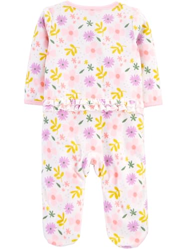 Simple Joys By Carter'S Baby Girls' Fleece Footed Sleep And Play, Pack Of 2, Purple Llama/White Floral, 3-6 Months