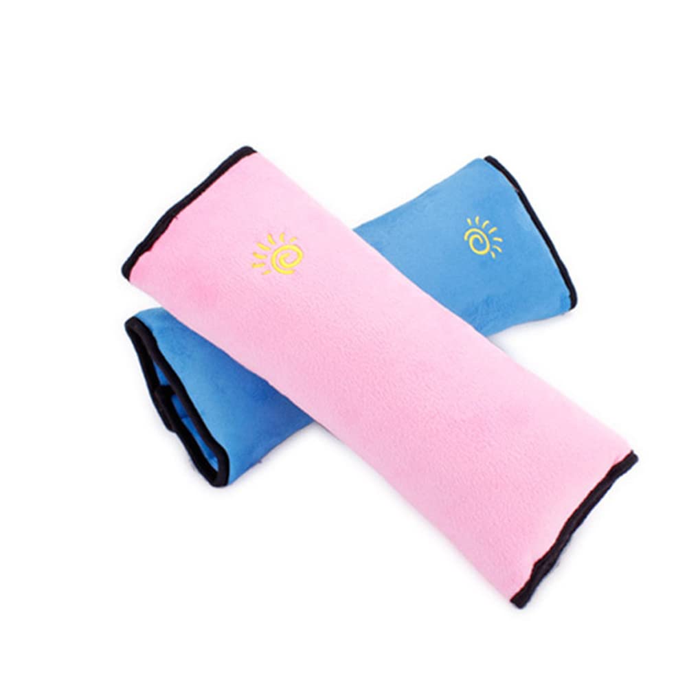 Fannuoncc 2 Pcs Auto Pillow Car Safety Belt Protect, Shoulder Pad, Adjust Vehicle Seat Belt Cushion For Kids (Blue/Pink)