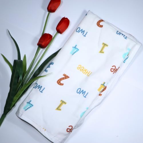 tiny looms Muslin Hooded Towel, 100% Cotton, Numbers, 100x100 cm, for Babies
