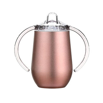 Stainless Steel Straw Sippy Cup With Handles & Silicone Lids,10 Oz Bpa Free Double Wall Vacuum Insulated Sippy Cup Mug Tumbler T