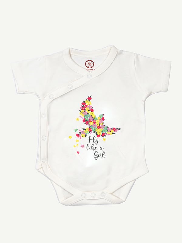 The Cotton Baby Unisex Half Sleeve Unique Print Bodysuit | 100% Cotton Onesie For New Born Baby Boys & Baby Girls (Fly Like A Gi