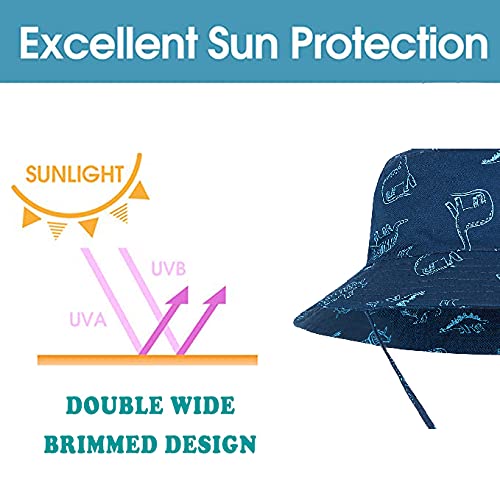 Baby Sun Hat Upf 50+ Sun Protective Toddler Bucket Hat Summer Kids Beach Hats Wide Brim Outdoor Play Hat For Boys Girls Navy Blu