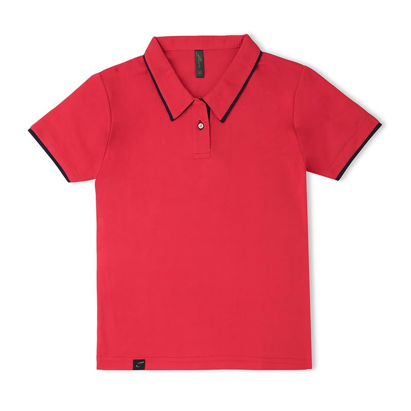 Earth Conscious Girls Pure Cotton Polo TShirt | Red Half Sleeve Regular Fit Shirt For Kids | Collared Neck | Soft & Durable Clo