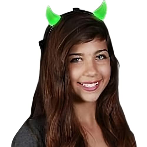 Blinkee Light Up Devil Horns Green Led Halloween Costume For Trick Or Treating And Night Time Safely