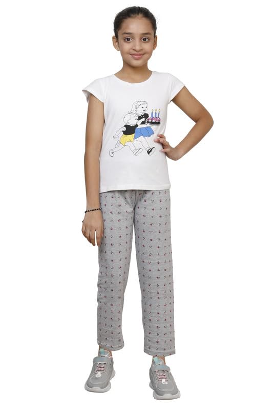 Girls Printed Cotton Regular Fit Pyjamas Lower (Pack of 2) Multicolor4