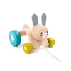 PlanToys Hopping Rabbit Pull Toy - Sustainably Made from Rubberwood Featuring Organic-Pigment Coloring and Water-Based Dyes with