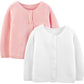 Simple Joys By Carter'S Baby Girls' Knit Cardigan Sweaters, Pack Of 2, White/Pink, 6-9 Months
