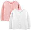 Simple Joys By Carter'S Baby Girls' Knit Cardigan Sweaters, Pack Of 2, White/Pink, 6-9 Months