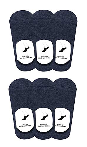 Pinkit AntiSlip Unisex Cotton Invisible No Show Loafer Socks With Silicon Grip (Pack Of 6 Pairs) (ColourDark Grey)