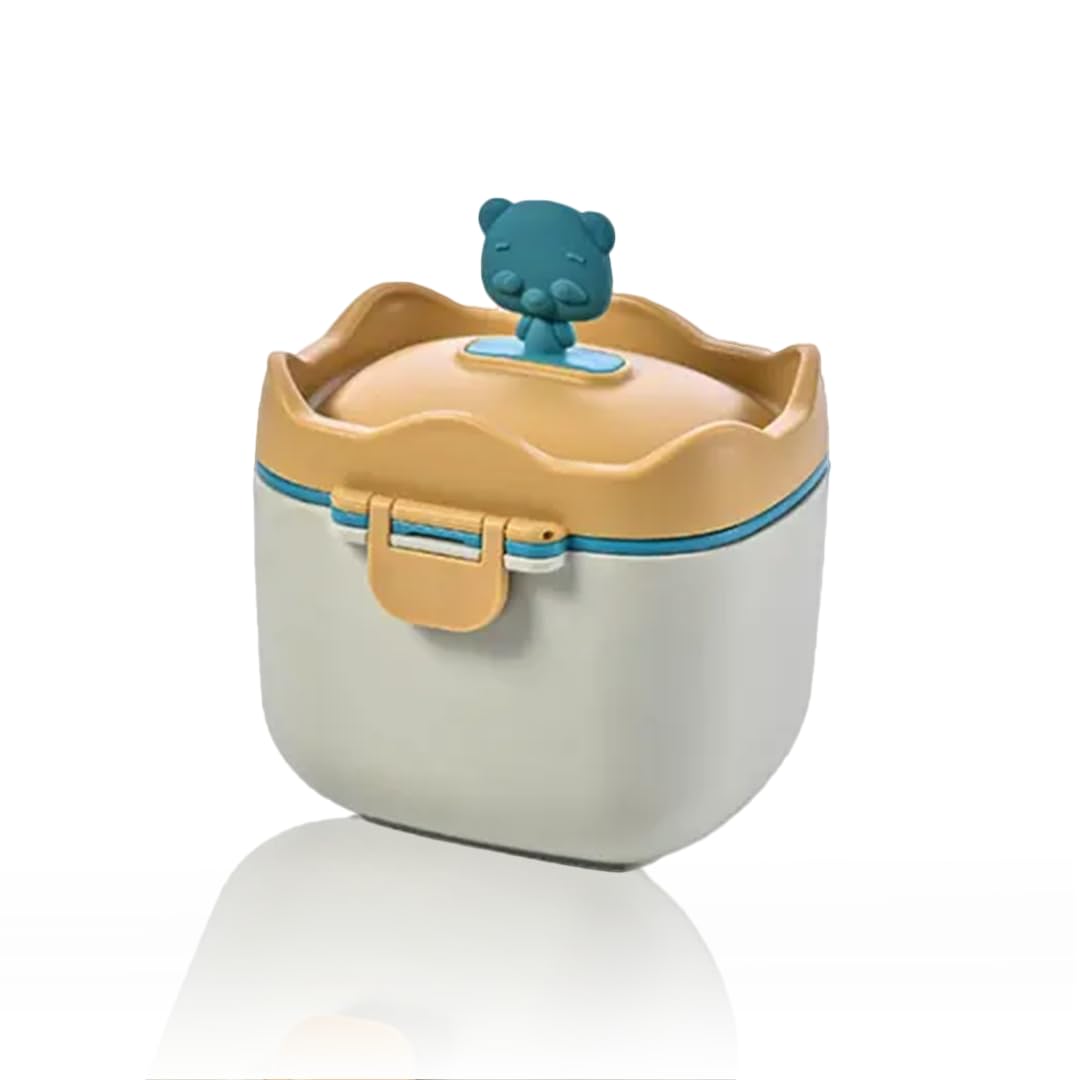Adore 3D Teddy Milk Powder Container For Baby, Baby Food Storage Container Or Dispenser (Junior 225 Gm, Golden)