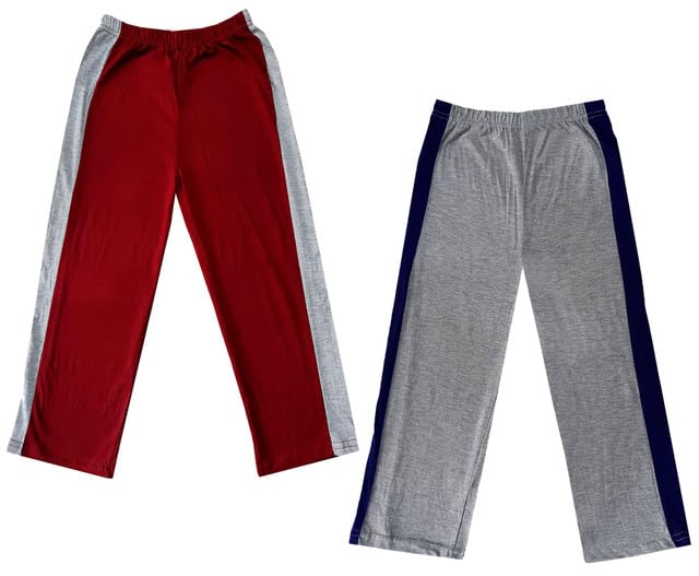 Girls Solid Cotton Side Patta Regular Pyjamas Lower (Pack of 2) Grey::Maroon